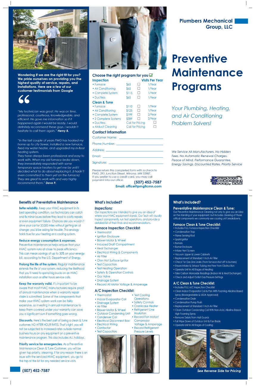 PMG's Maintennace Plan